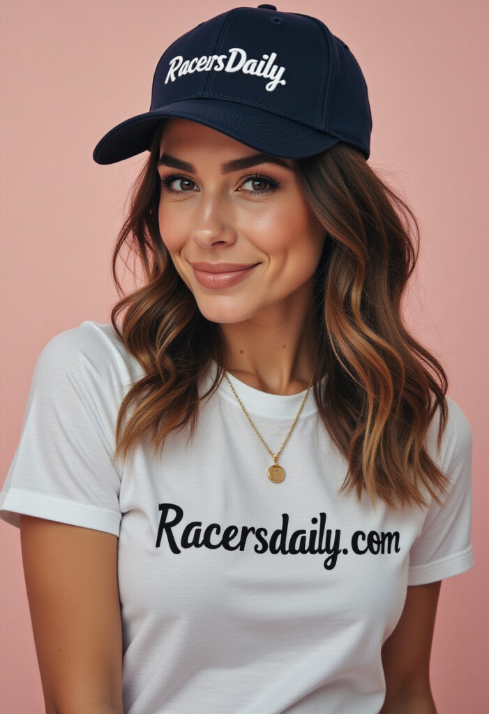 Matching RacersDaily cap and RacersDaily.com t-shirt.